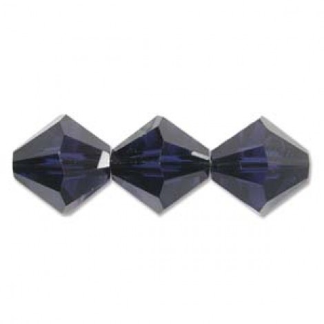 4mm Swarovski Crystal Bicones - Dk Indigo