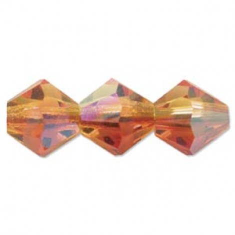 4mm Swarovski Faceted Bicones - Fire Opal AB