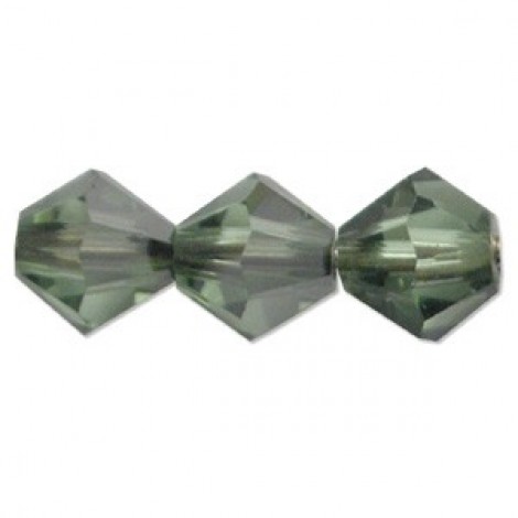 4mm Swarovski Crystal Bicones - Satin Peridot