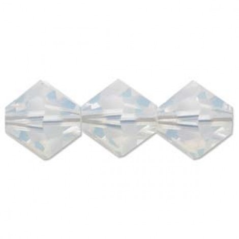 6mm Swarovski Crystal Bicones - White Opal - Pack of 10