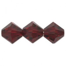 3mm Swarovski Crystal Faceted Bicones - Garnet - Pack of 10