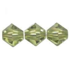 6mm Swarovski Crystal Bicones - Olivine Light - Pack of 10