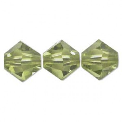 6mm Swarovski Crystal Bicones - Olivine Light - Pack of 10