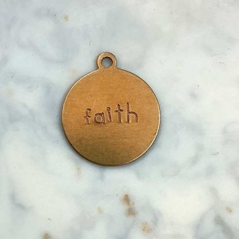 10mm Faith Raw Brass Charm - Pack of 10
