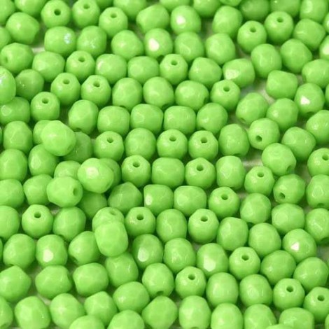 3mm Czech Fire Polished Beads - Opaque Lime Green - Pack of 50