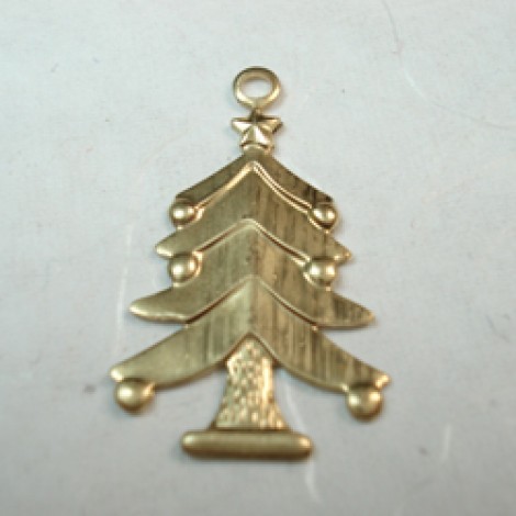 23mm Christmas Tree Raw Brass Charm
