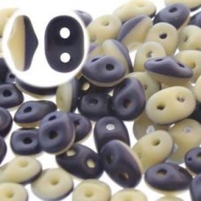 2.5x5mm Superduo Duets - Navy Ivory Matte - 24gm