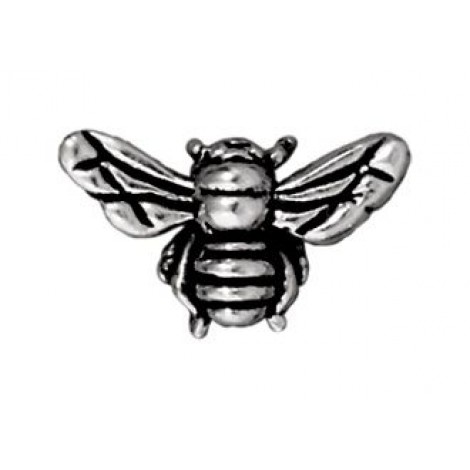 10x16mm TierraCast Honey Bee Beads - Antique Fine Silver Plated - Pack of 2