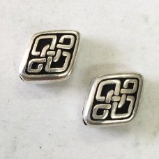 12mm TierraCast Celtic Knot Long Diamond Beads - Antique Fine Silver Plated - Pack of 2