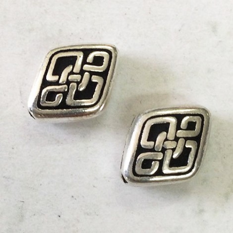 12mm TierraCast Celtic Knot Long Diamond Beads - Antique Fine Silver Plated - Pack of 2 12mm TierraCast Celtic Knot Long Diamond Beads - Antique Fine Silver Plated - Pack of 2