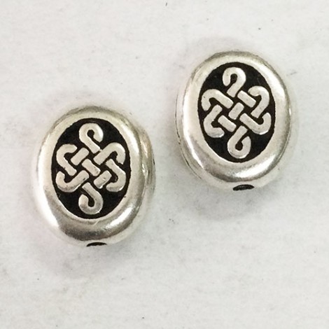 7x6mm TierraCast Oval Celtic Knot Beads - Antique Silver Plated - Pack of 2