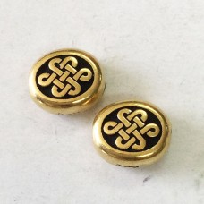 11x8mm TierraCast Oval Celtic Beads - Antique 22K Gold Plated - Pack of 2