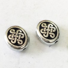 11x8mm TierraCast Oval Celtic Beads - Antique Fine Silver Plated - Pack of 2