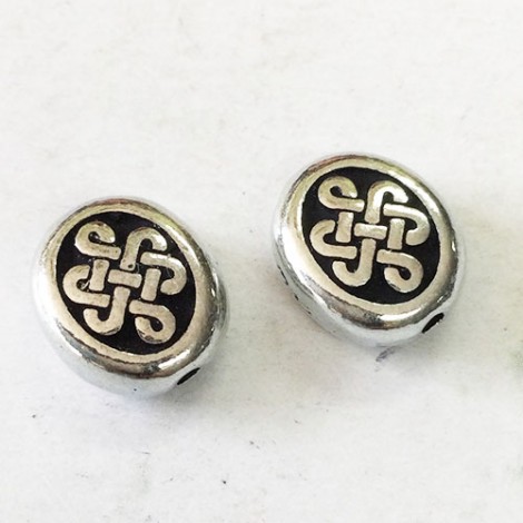 11x8mm TierraCast Oval Celtic Beads - Antique Fine Silver Plated - Pack of 2