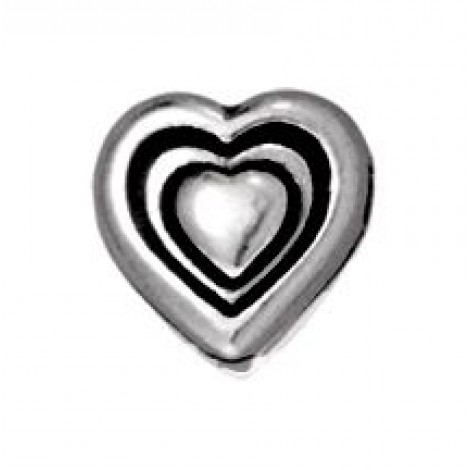 8mm TierraCast Heart Beads - Antique Fine Silver Plated - Pack of 2