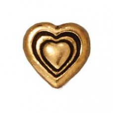 8mm TierraCast Heart Beads - Antique 22K Gold Plated - Pack of 2