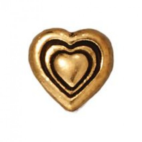 8mm TierraCast Heart Beads - Antique 22K Gold Plated - Pack of 2