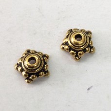 9mm TierraCast Beaded Star Beadcap - Antique 22K Gold Plated - Pack of 2