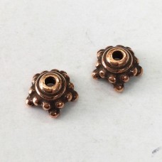 9mm TierraCast Beaded Star Beadcap - Ant Copper Plated - Pack of 2