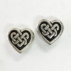 9mm TierraCast Celtic Heart Beads - Antique Silver Plated - Pack of 3