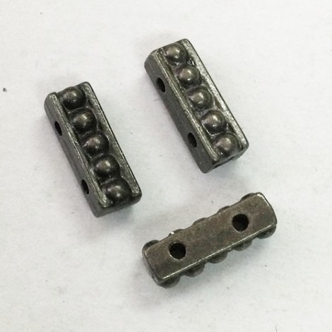 10mm TierraCast Beaded 2-Strand Spacer Bar - Black Oxide - Pack of 2