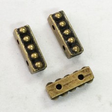 10mm TierraCast Beaded 2-Strand Spacer Bar - Brass Oxide - Pack of 2