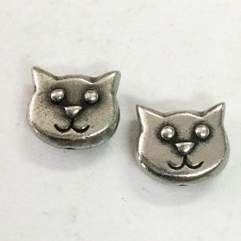 8x6mm TierraCast Cat Face Bead - Antique Pewter - Pack of 2 8x6mm TierraCast Cat Face Bead - Antique Pewter - Pack of 2