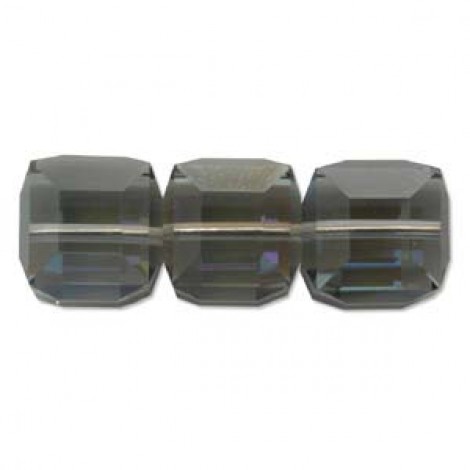 6mm Swarovski Crystal Cubes - Black Diamond AB - Pack of 2 6mm Swarovski Crystal Cubes - Black Diamond AB - Pack of 2