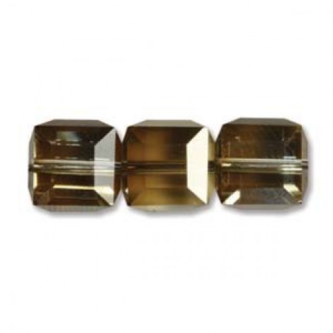 6mm Swarovski Crystal Cubes - Crystal Bronze Shade - Pack of 2 6mm Swarovski Crystal Cubes - Crystal Bronze Shade - Pack of 2