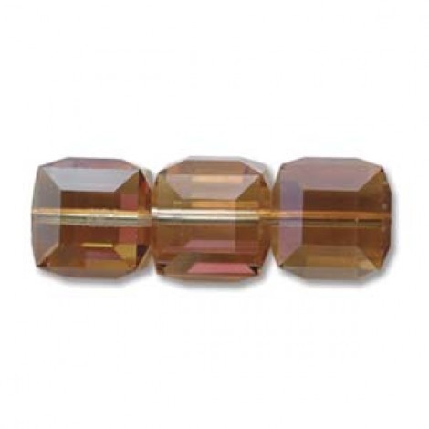 6mm Swarovski Crystal Cubes - Crystal Copper