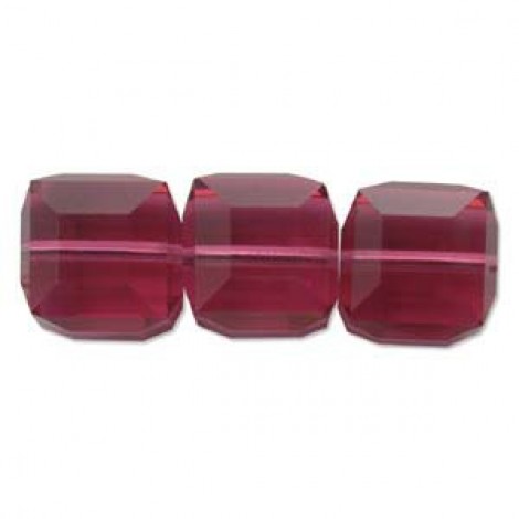 4mm Swarovski Crystal Cubes - Fuschia