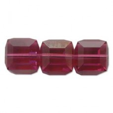 6mm Swarovski Crystal Cubes - Fuchsia AB - Pack of 2