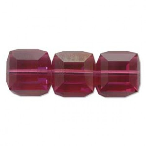 6mm Swarovski Crystal Cubes - Fuschia AB
