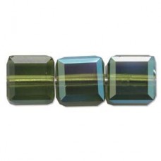 6mm Swarovski Crystal Cubes - Olivine AB - Pack of 2