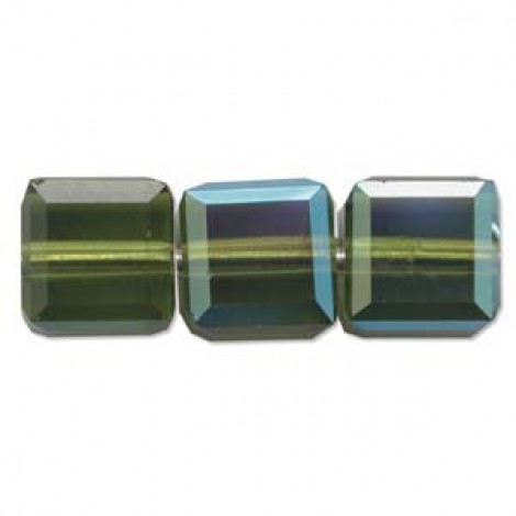 6mm Swarovski Crystal Cubes - Olivine AB