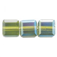 4mm Swarovski Crystal Cubes - Olivine Light AB - Pack of 2