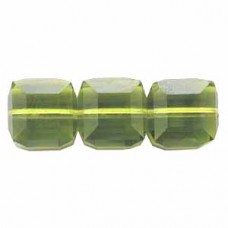 6mm Swarovski Crystal Cubes - Lt Olivine - Pack of 2
