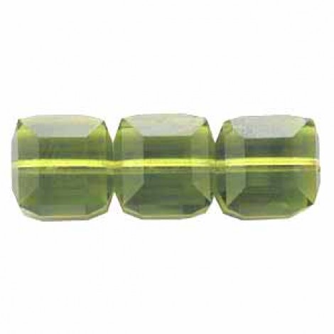 6mm Swarovski Crystal Cubes - Lt Olivine