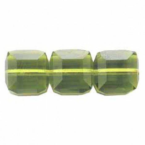 6mm Swarovski Crystal Cubes - Lt Olivine - Pack of 2 6mm Swarovski Crystal Cubes - Lt Olivine - Pack of 2