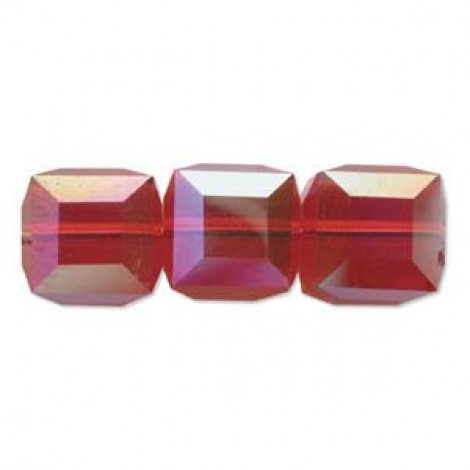 6mm Swarovski Crystal Cubes - Lt Siam AB - Pack of 2
