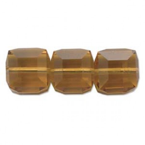 6mm Swarovski Crystal Cubes - Topaz - Pack of 2