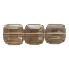6mm Swarovski Crystal Cubes - Lt Colorado Topaz AB - Pack of 2