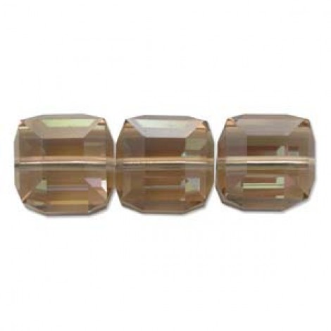 4mm Swarovski Crystal Cube Beads - Light Colorado Topaz AB