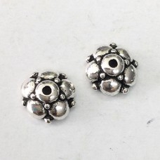 9.5mm TierraCast Eastern Beadcaps - Antique Fine Silver Plated - Pack of 2
