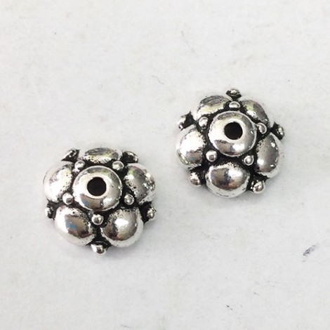 9.5mm TierraCast Eastern Beadcaps - Antique Fine Silver Plated - Pack of 2 9.5mm TierraCast Eastern Beadcaps - Antique Fine Silver Plated - Pack of 2