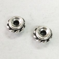 6mm TierraCast Twisted Spacer Beads - Antique Fine Silver Plated - Pack of 4