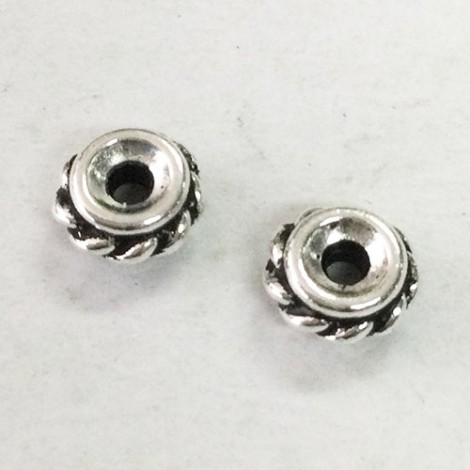 6mm TierraCast Twisted Spacer Beads - Antique Fine Silver Plated - Pack of 4