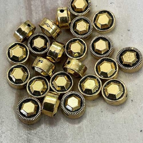 6mm TierraCast Faceted Round Beads - Antique 22K Gold Plated - Pack of 2