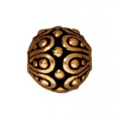 7mm TierraCast Casbah Round Bead - Antique 22K Gold Plated - Pack of 2