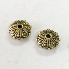 8mm TierraCast Oasis Rondelle Beads - Antique 22K Gold Plated - Pack of 2